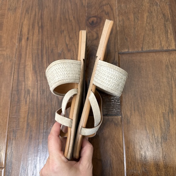 Mila Paoli Leather Slip On Sandal Womens 7 Suede Tan Made In Italy Flat‎ Minimal - Picture 7 of 7